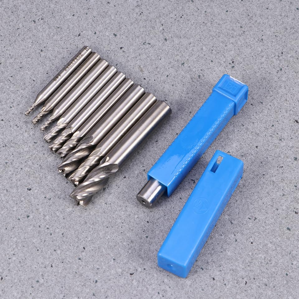 Jeu De 10 Fraises À Manche Droit En Acier Rapide 4 Flûtes Fraises À Bout Carré Pour Fraiseuse Coupe Haute Vitesse Diamètres 2-10 Mm Outils De Fraisage Cnc Pour Aluminium Bois Acier