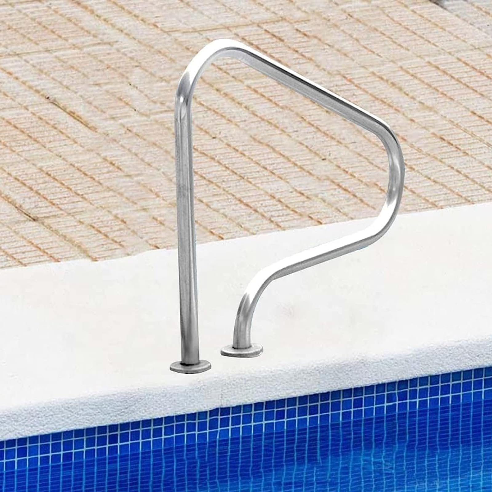 Pool Handrails 3-Bend Humanized Swimming Pool Safety Railing Pool Grab Rail Easy Mount Safety Grips Pool Railing for Swimming Pool, Sloped Entry, Spa, Water Park