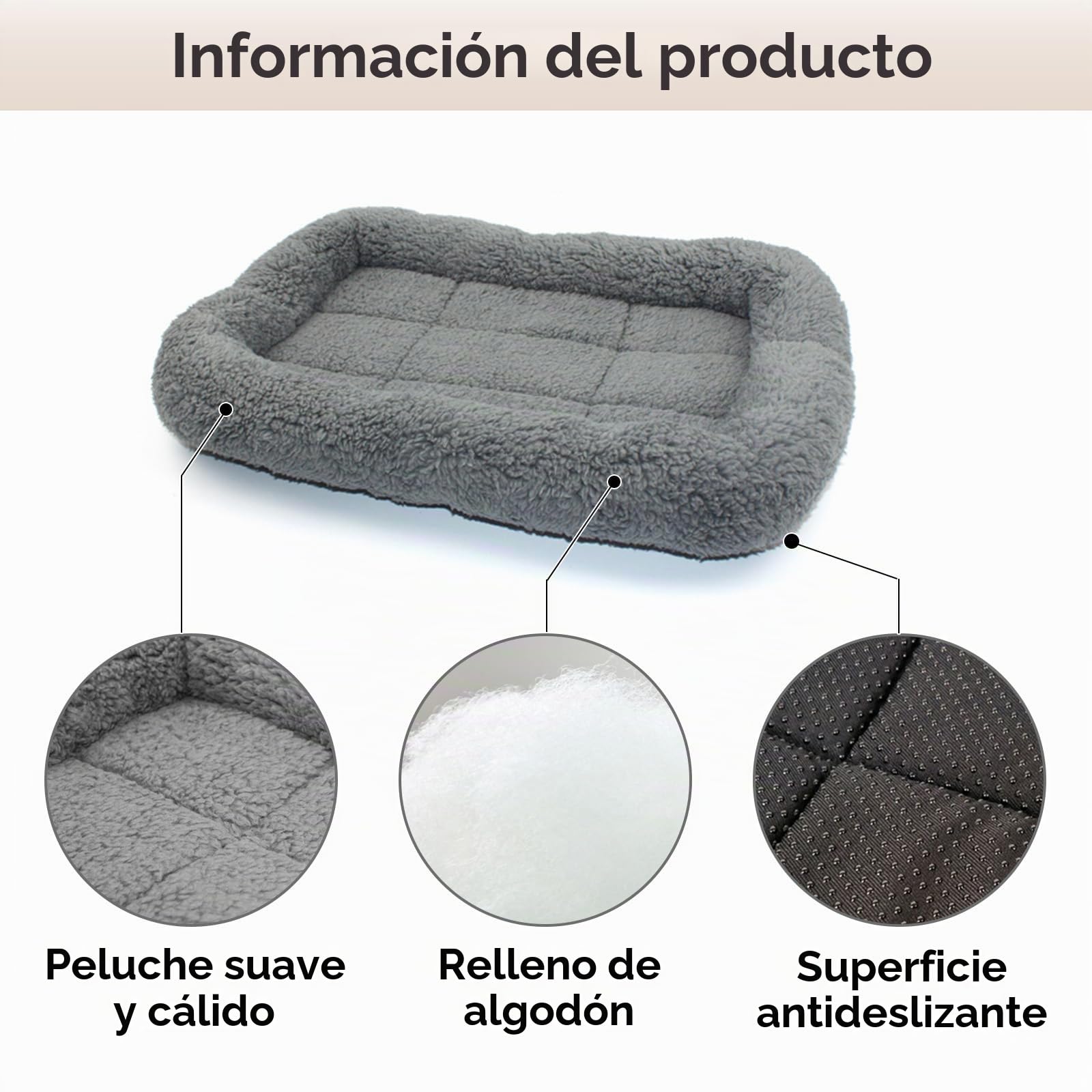 Namsan Cama para Gatos y Perros, Sofá para Perros, Alfombra para Mascotas para Perros Pequeños/Gatos/Conejos, 60cm x 45cm, Gris