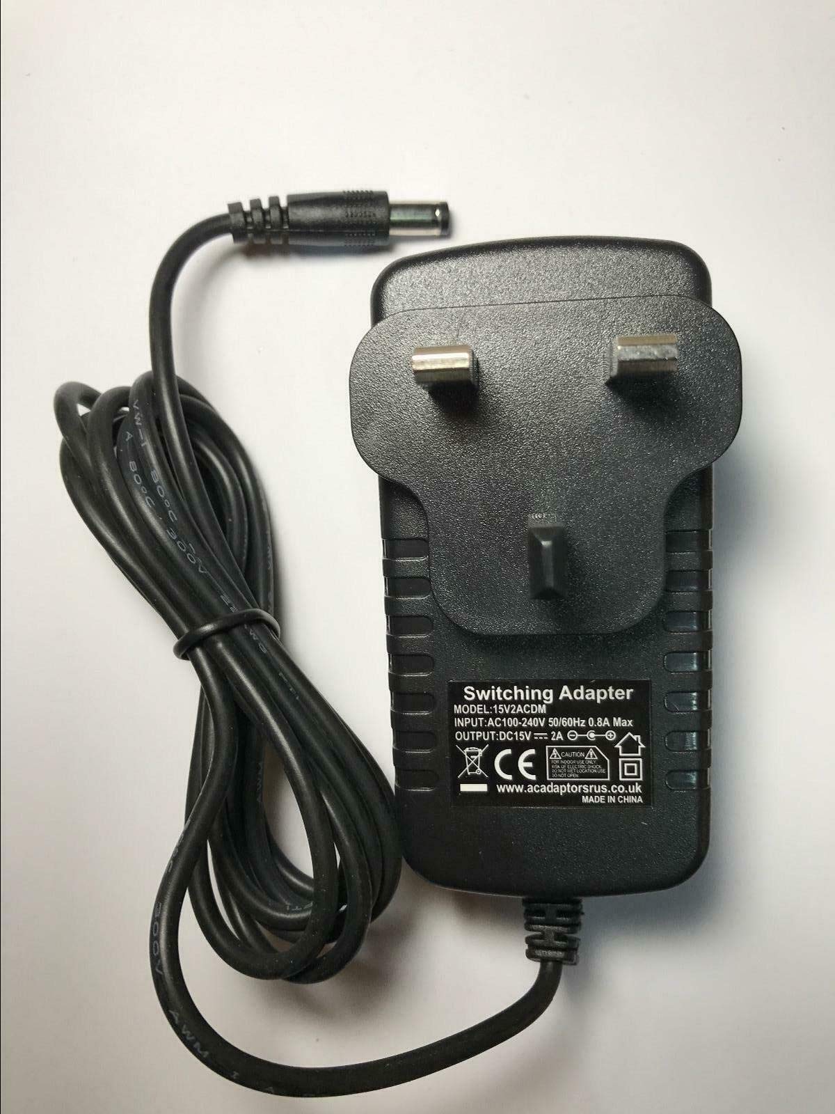 Replacement for 15V 2A AC-DC Adaptor Power Supply Charger for Iport PS15V2A UK Plug