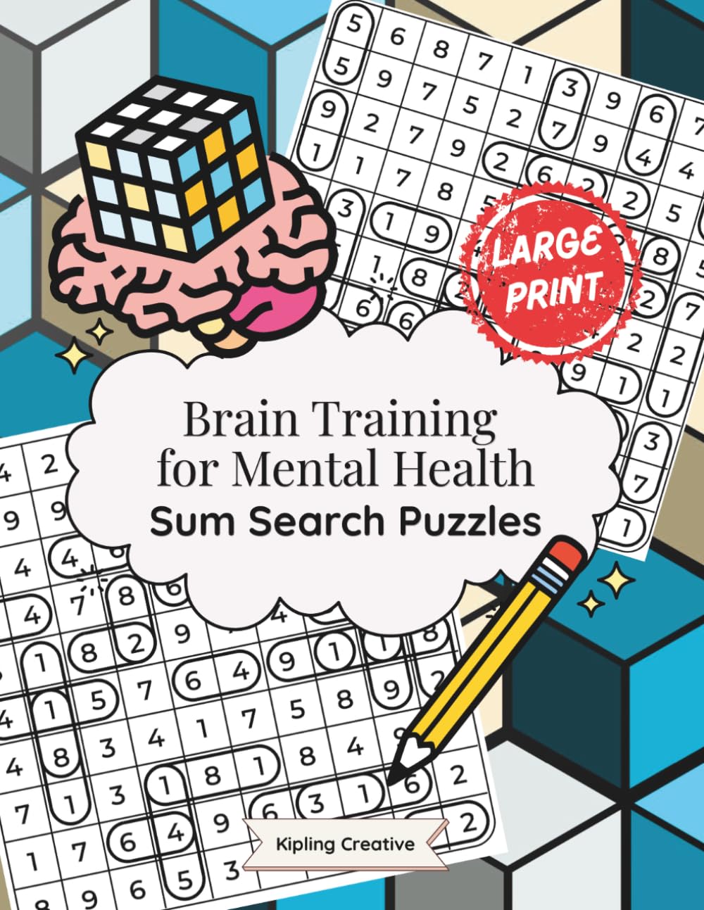 Large Print Brain Training For Mental Health: Sum Search Puzzles