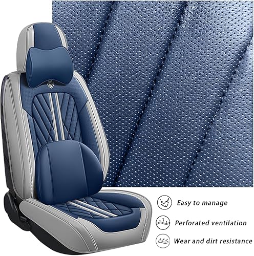 Miniatura 3 de Funda de asiento de automóvil para Nissan Frontier 2000-2023, 2 asientos, de piel napa, impermeable, antideslizante, compatible con bolsa de aire,