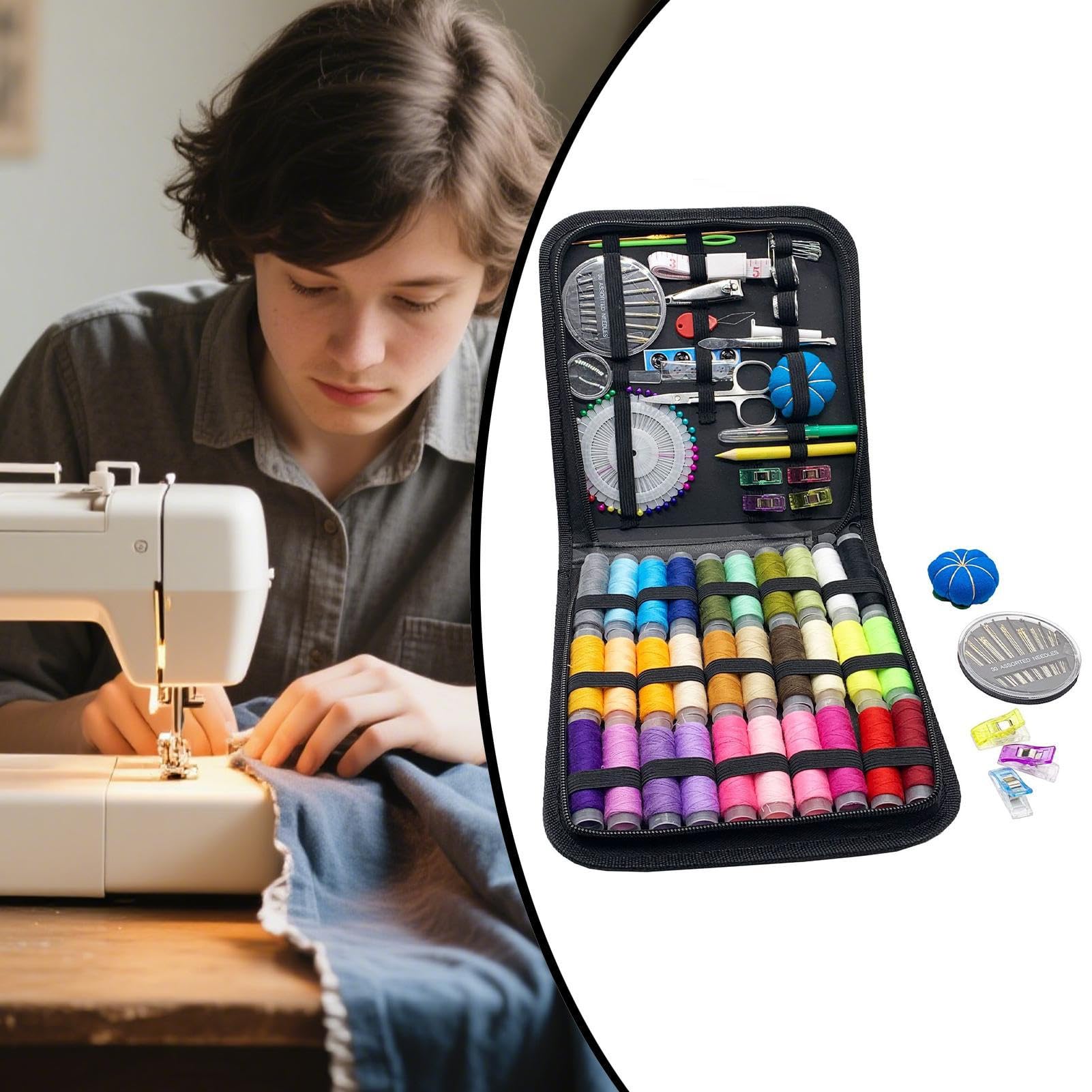 Kit De Costura 131 Piezas Suministros Completos de Costura con Estuche | Accesorios de Bordado y Costura para Principiantes de la Familia