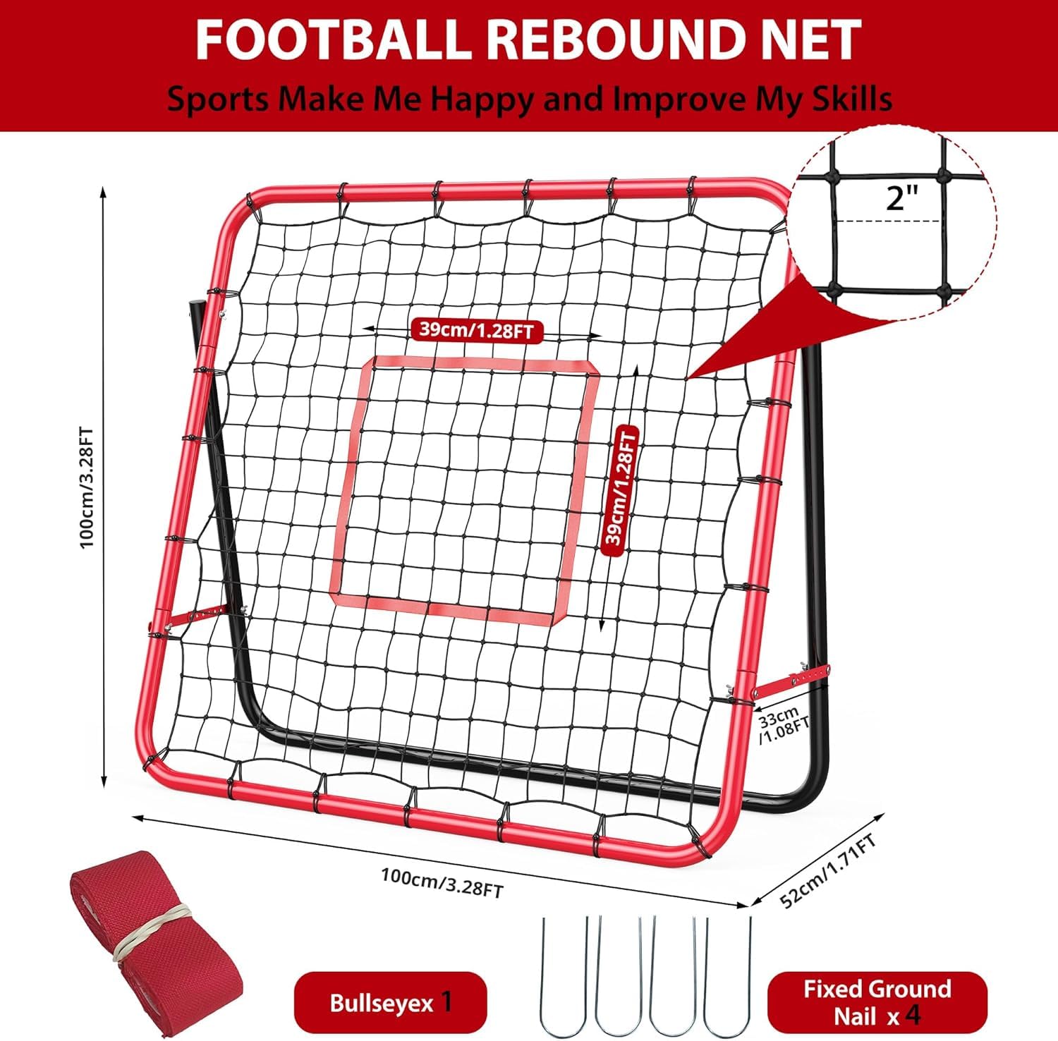 GarveeLife Baseball Rebounder Netz, Verstellbarer Winkel, Sports Baseball Rebounder mit Ziel, Wurf- und Fielding-Trainingsgerät Für Softball, Fußball, Volleyball