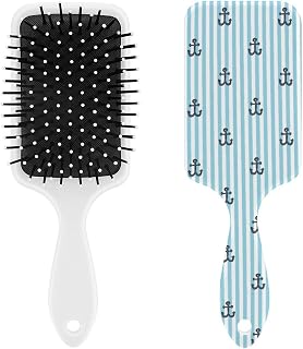 Nautical Anchor Blue White Stripe Hair Brush for Women Air Cushion Comb Soft Bristles Hairbrush for Wet Dry All Hair Types