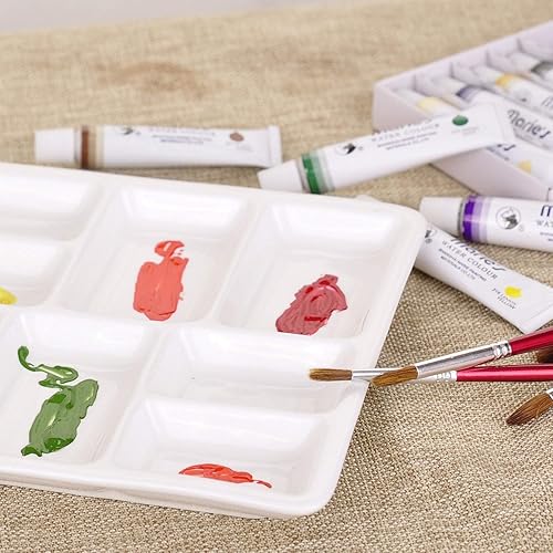 Miniatura 5 de VanEnjoy Paleta de pintura de artista de cerámica cuadrada blanca,Paleta de acuarela de porcelana,Bandeja de mezcla de cerámica para pintura de
