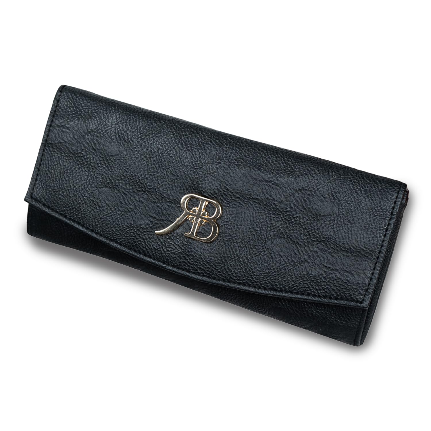 CrinkleTouch Luxe Vegan Leather Wallet for Women | Elegant Ladies Clutch Purse with Zip Pocket Card Slots and Cash Compartments | Stylish Long Travel Wallet for Girls | Made in India-Black-image-31