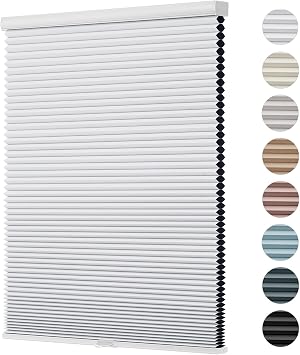 Changshade Custom Blinds Cellular Shades Blackout Cordless for Indoor Windows, Honeycomb Blind Room Darkening Black Out Shade for Bedroom, Bathroom, Nursey, Heat Sun Light Blocking Easy Install,White