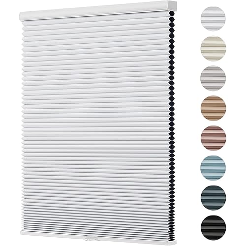 Changshade Custom Blinds Cellular Shades Blackout Cordless for Indoor Windows, Honeycomb Blind Room Darkening Black Out Shade for Bedroom, Bathroom, Nursey, Heat Sun Light Blocking Easy Install,White