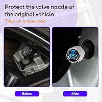 Vista 5 de ZKFAR 4 tapones para válvulas de neumáticos de automóvil, doble hoja con capucha hermética a prueba de polvo (plata y azul)