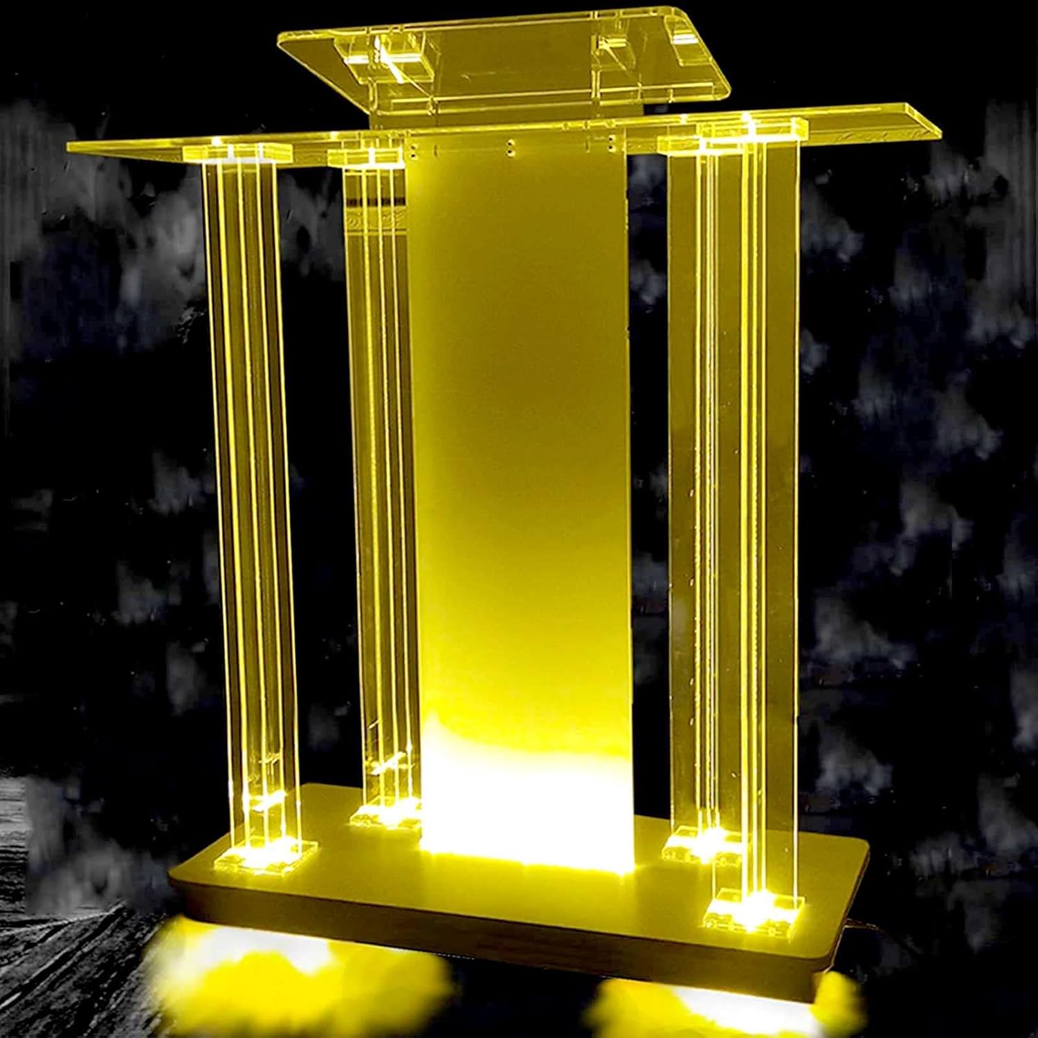 ZEELYDE Lectern Podium Stand,Podium Table, Podium with LED Lights and