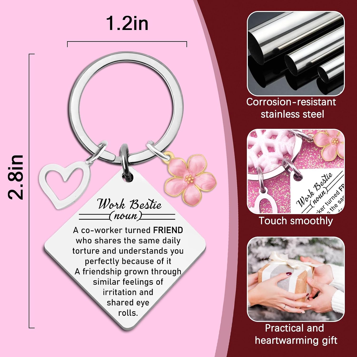 Work Besties Gifts for Women Funny Coworker Keychain Gifts for Women | Office Gift for Coworkers Going Away Farewell Retirement Keychain Gift Work Friendship Appreciation Present for Boss Friends