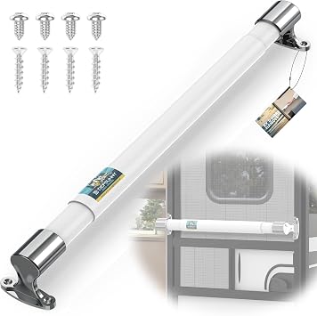 RV Screen Door Handle Cross Bar Adjustable from 21.7" to 33", White RV Door Handle Grab Bar Fits for Most Motorhome Camper Travel Trailer,Durable,Sturdy and Secure Aluminium RV Handles