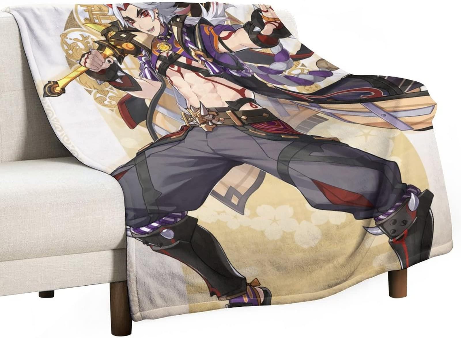 JOKBEN Genshin Impact Blanket Arataki Itto Blanket Inazuma Game Anime Blanket L(200cm×150cm) Super Soft Flannel Throw Blanket for Kids & Adults