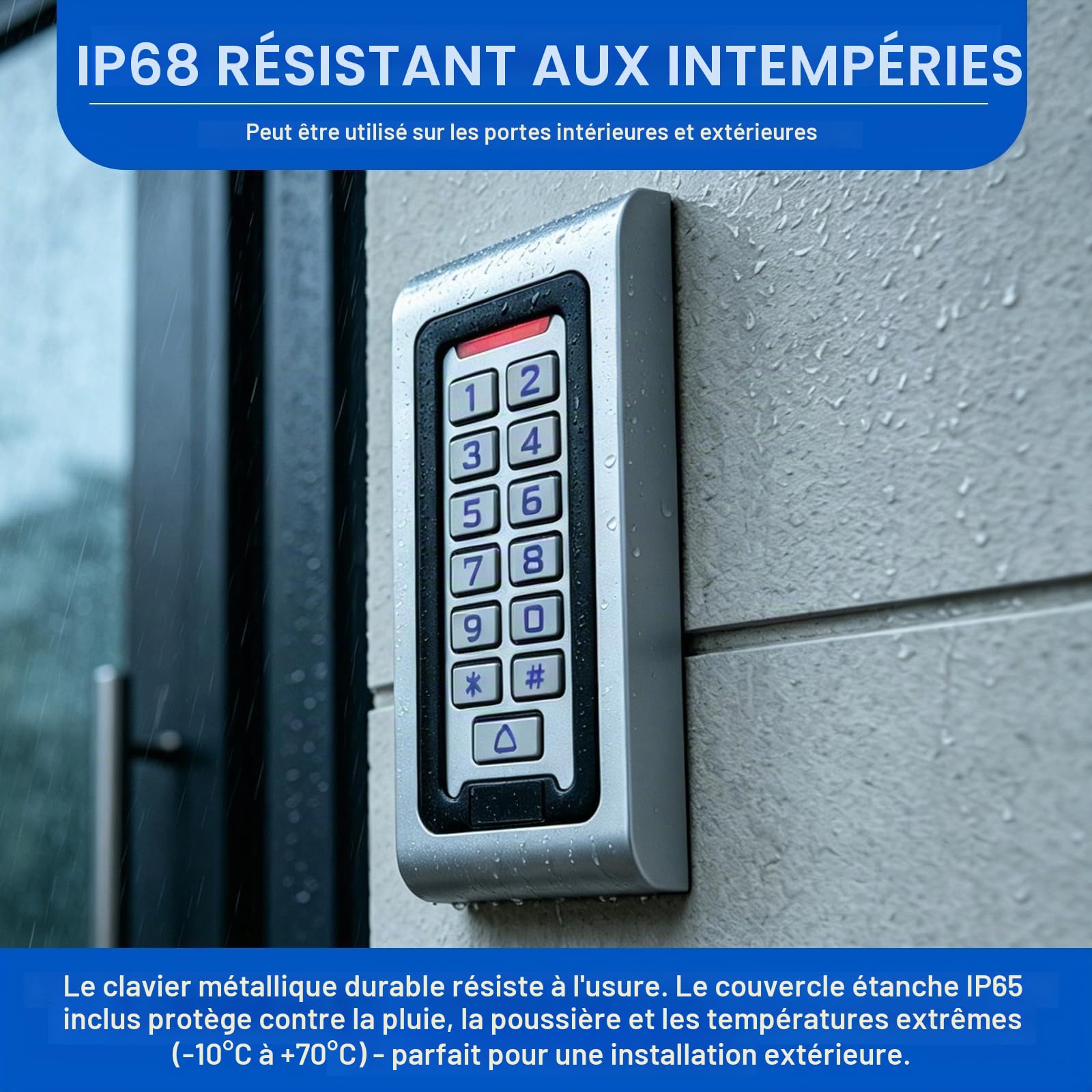 Kit de système de contrôle d'accès tout-en-un, clavier en métal étanche IP68, serrure magnétique de 158,8 kg, alimentation 12 V 3 A, bouton de sortie et 10 porte-clés RFID pour bureau