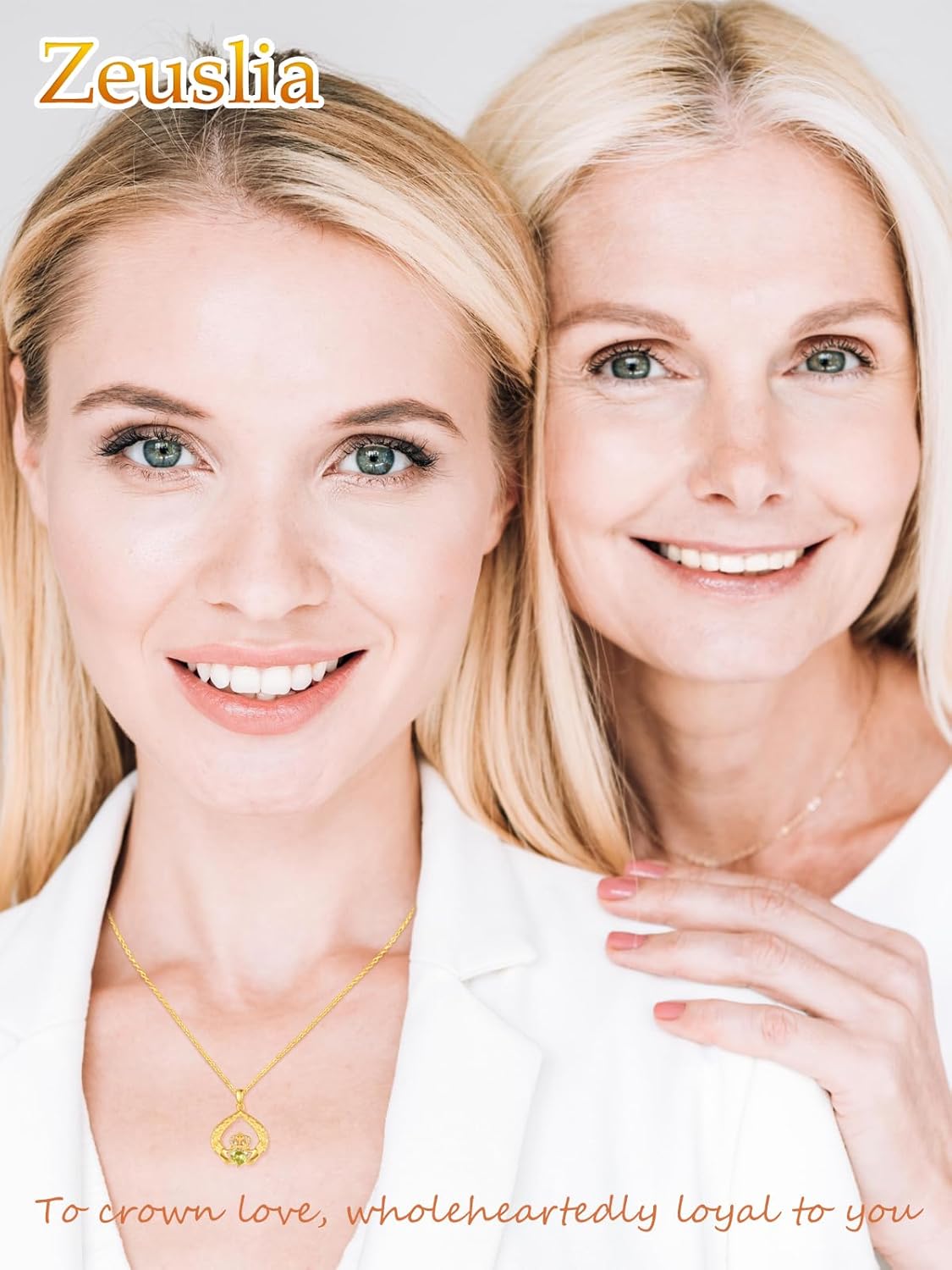 August Birthstone Claddagh Necklace for Women Sterling Silver Irish Claddagh Necklace Peridot Jewelry Anniversary Birthday Valentine's Day Irish Jewelry Gifts for Wife Her Mom Grandma