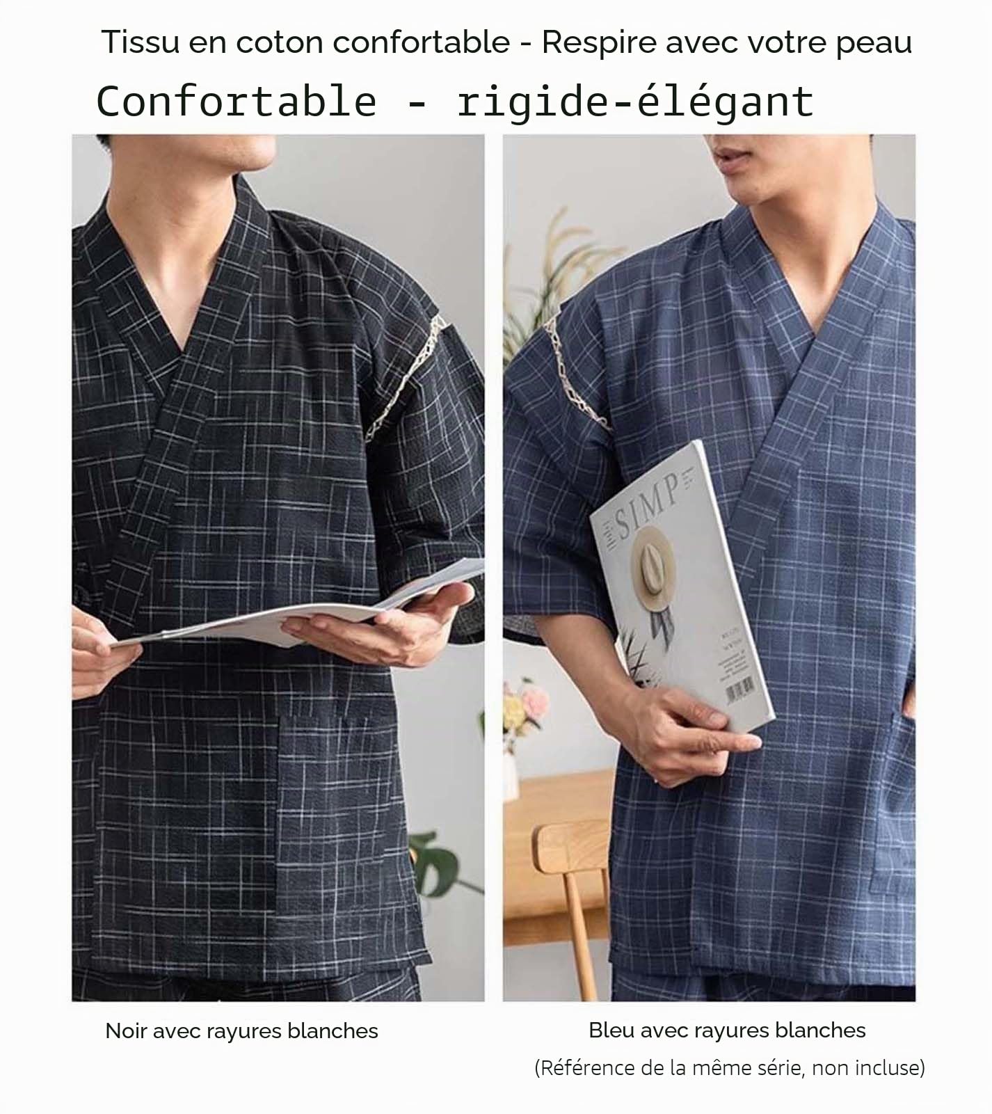 Pyjama Kimono de Style Japonais avec Chemise et Short, Unisexe, en Coton et Lin, Ensemble de détente, Peignoir de Spa, vêtements décontractés, Multicolore, L