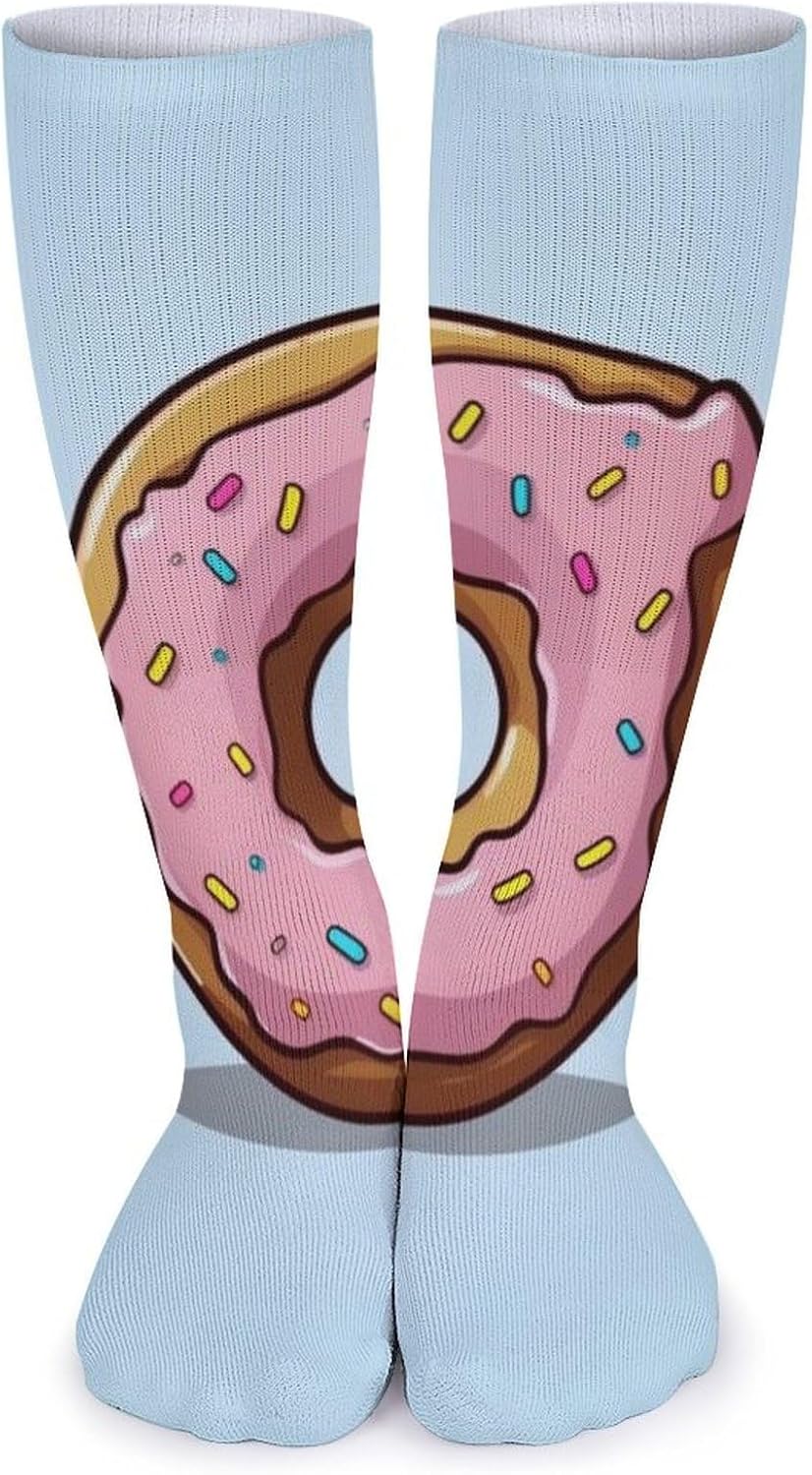 5-Pack Knee High Socks, 15.7 Inch Breathable Casual Socks Donut Stockings for Men Women
