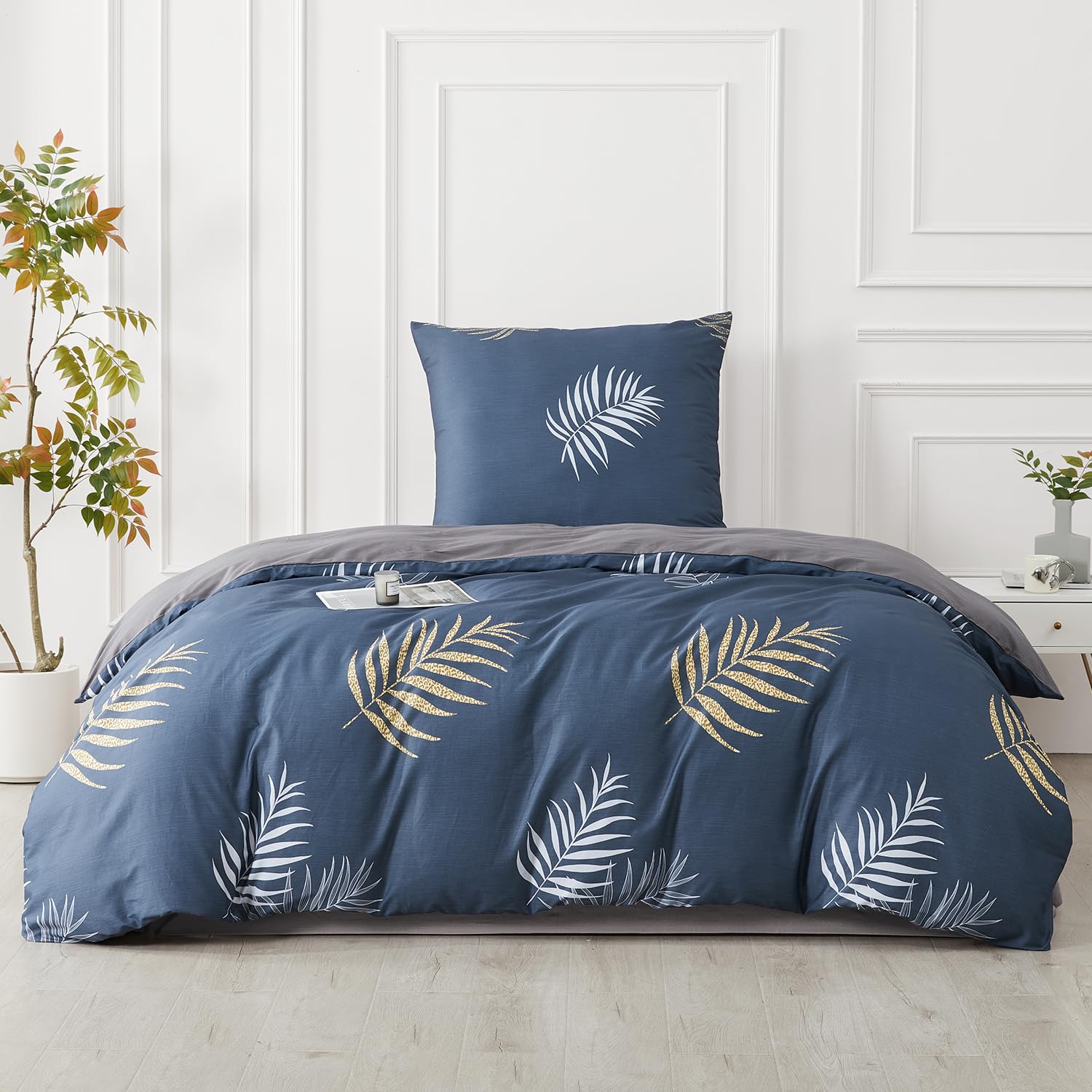 Parure de lit 2 pièces housse de couette 135x200 cm anti-glissement pour un sommeil réparateur