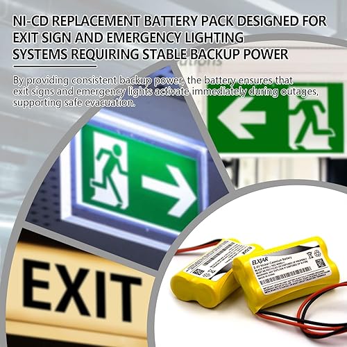 Miniatura 5 de elxjar Paquete de 5 baterías de repuesto de Ni-CD de 2.4V 600mAh BP2-A para señal de salida, luz de emergencia BP2A BP2-0A 0BP2-0A CSXWREB3 HUBBEL