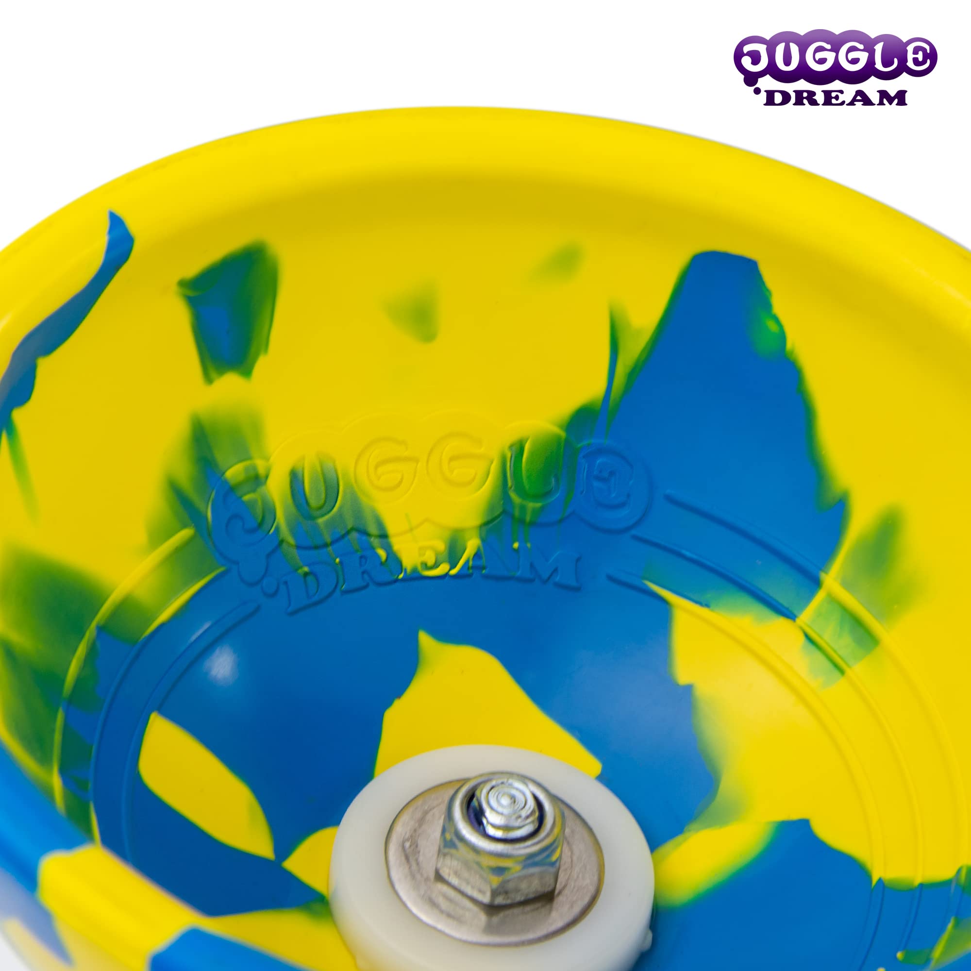 Juggle Dream Jester Diábolo Set para Malabares - Diábolo con Eje de Rodamientos, Palos de Aluminio, Vídeo de Aprendizaje (Azul/Amarillo)