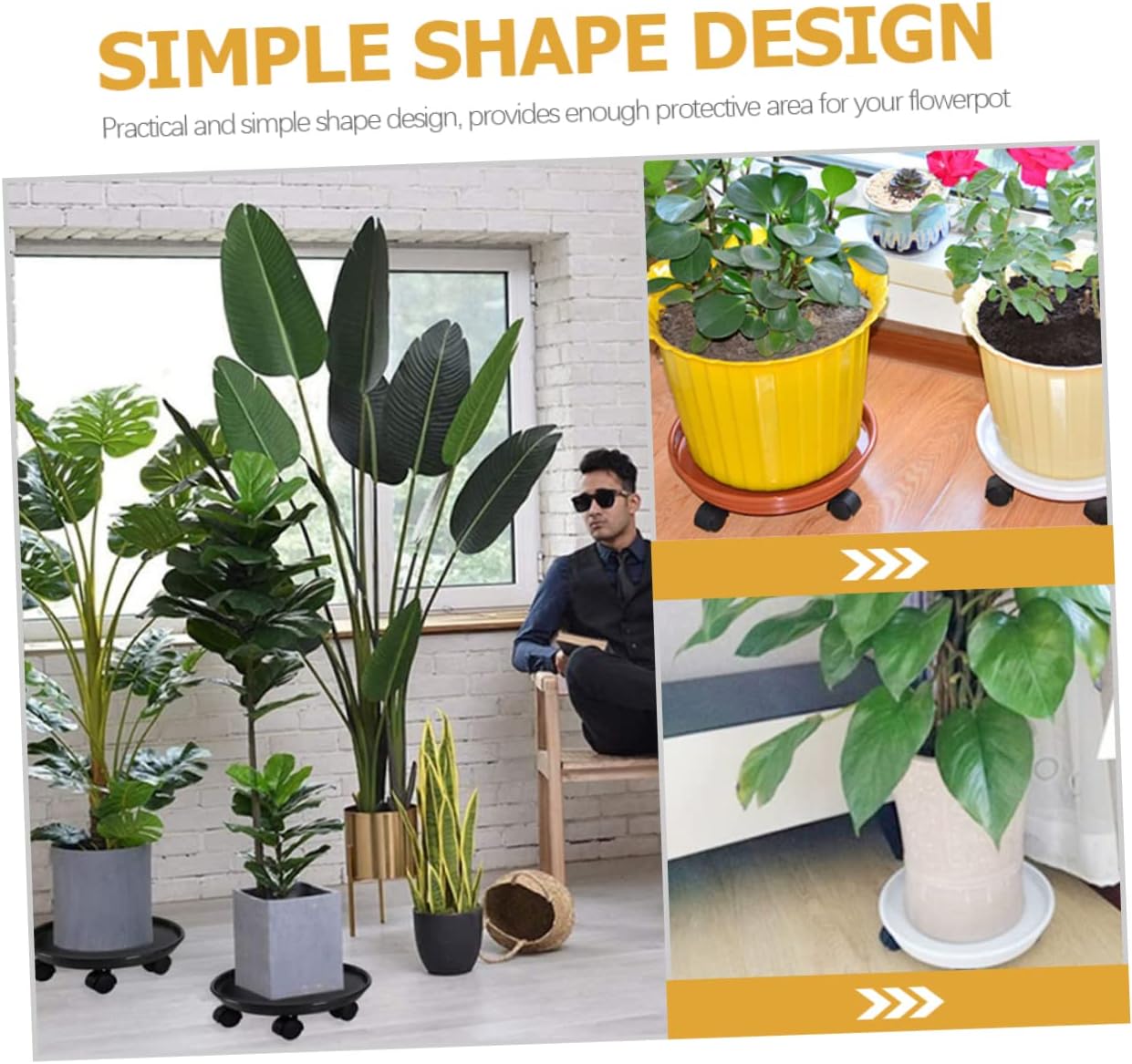 Mipcase 2pcs Rolling Planter Base Under Plant Water Tray Plant Stands Wheels for Indoor Outdoor Decor