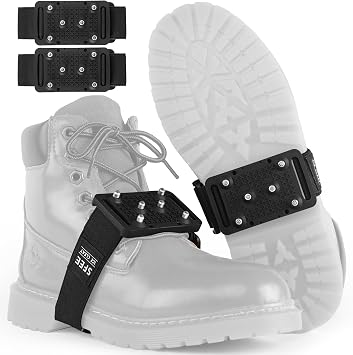Ice Cleats Crampons, Easily Rotate Ice Grippers Ice Cleats for Shoes and Boots with Tungsten Studs Shoe Spikes