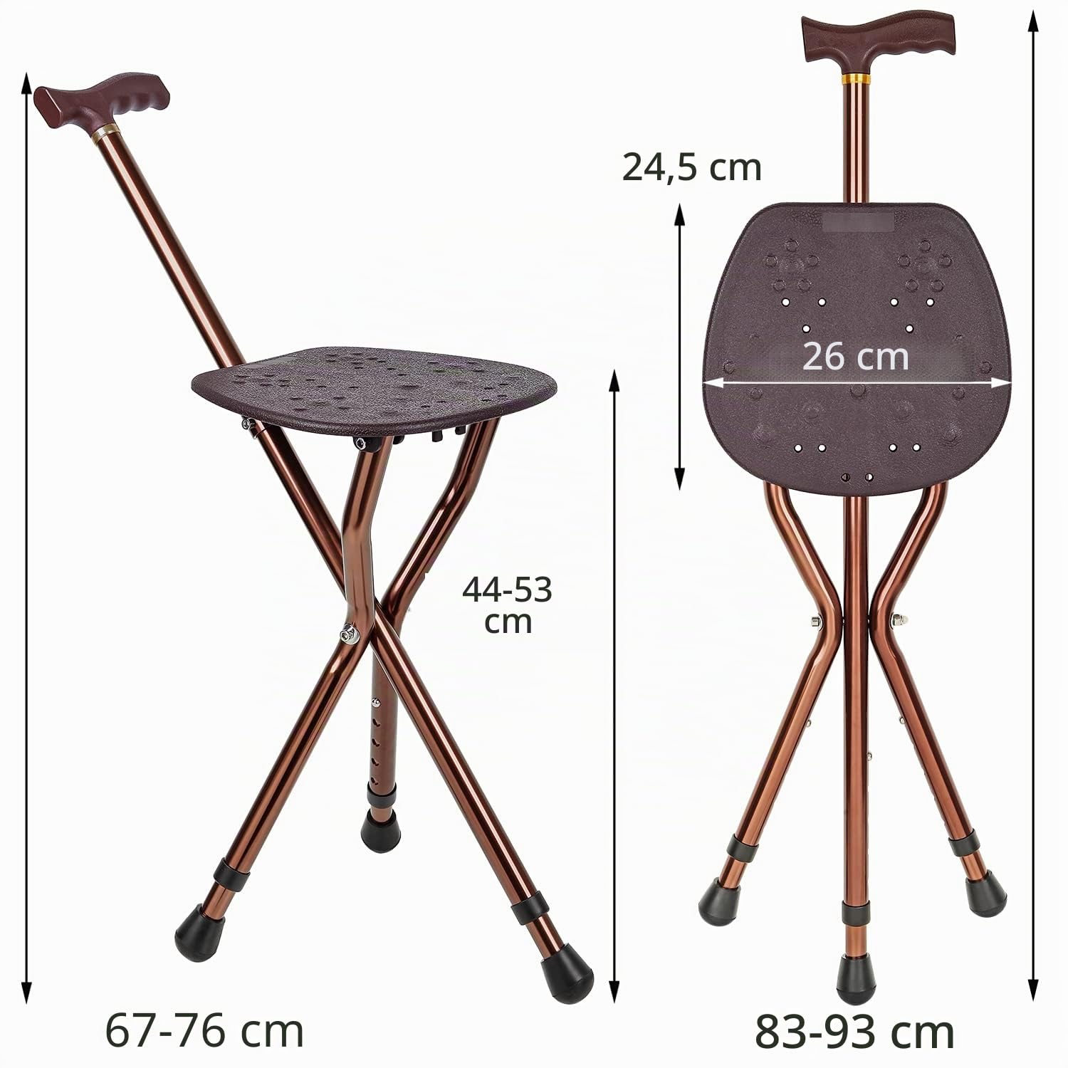 Bastón de Asiento Masculino con una Capacidad de 120 kg, bastón de Asiento Plegable Ajustable a la Altura de la Gran Placa de Asiento de, bastón y Taburete para Adultos y Ancianos.