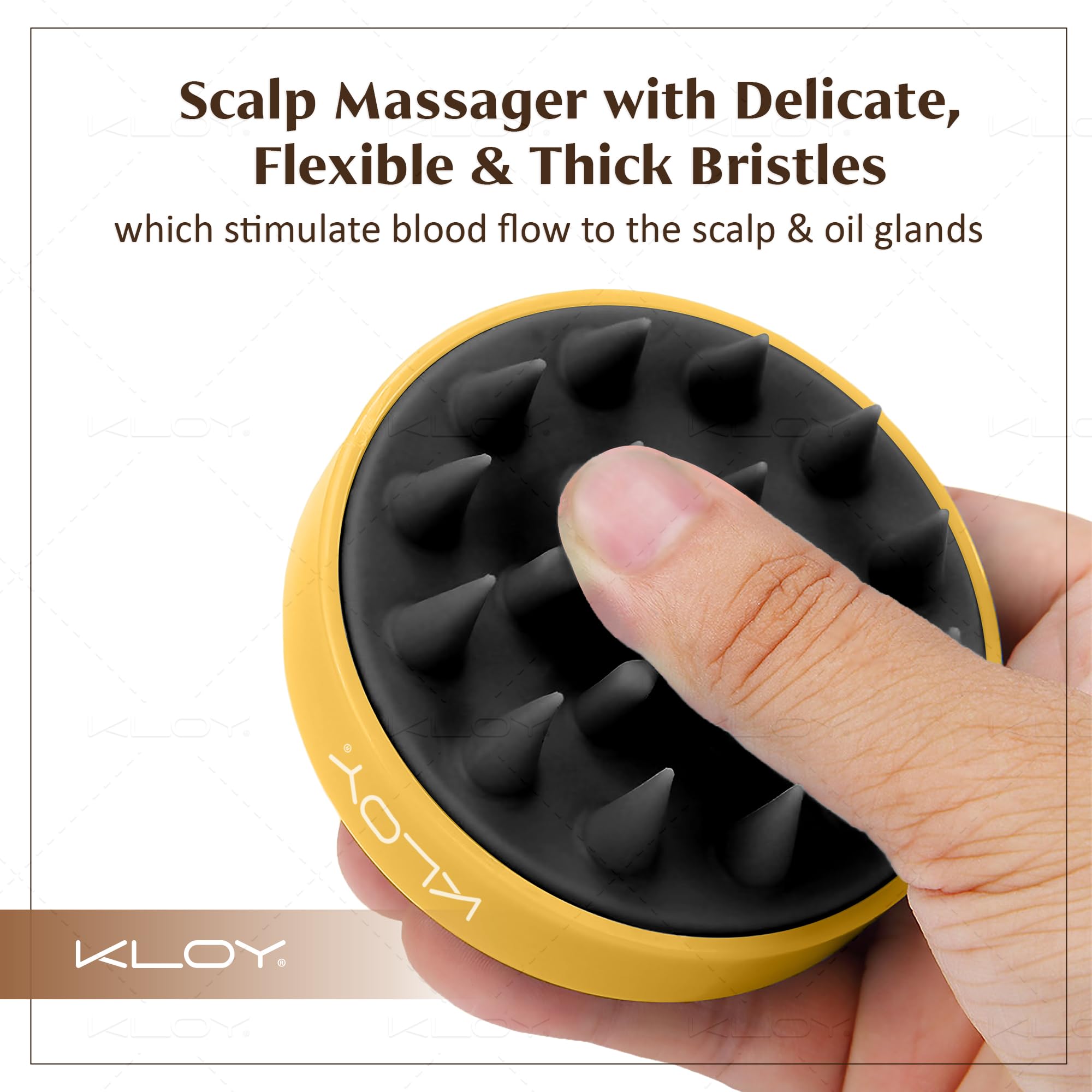 KLOY Round Hair Scalp Manual Massager Shampoo Hair Brush, Super Soft Bristles for Exfoliating, Anti-Dandruff (Gold) - Image 3 thumbnail