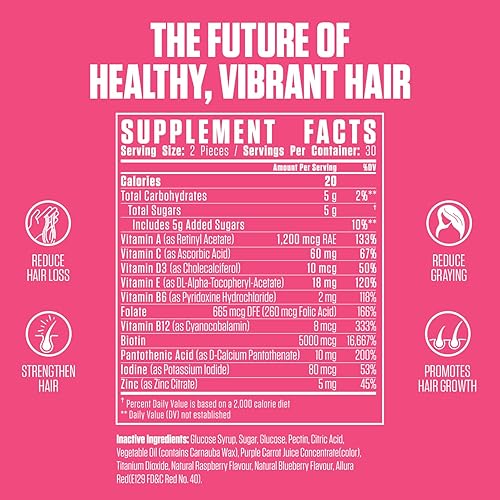 Miniatura 2 de Hair Revive 14X  Gomitas de suplemento para el crecimiento del cabello con clasificación #1  Reduce la pérdida de cabello, fortalece el cabello,