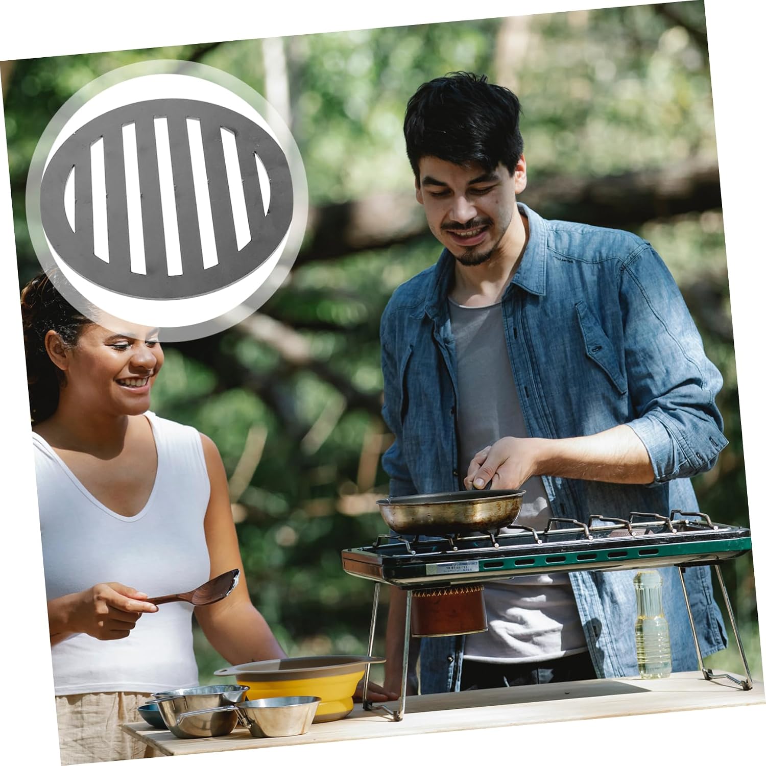 POPETPOP Iron BBQ Fire Grate Replacement, Round 155mm Charcoal Tray