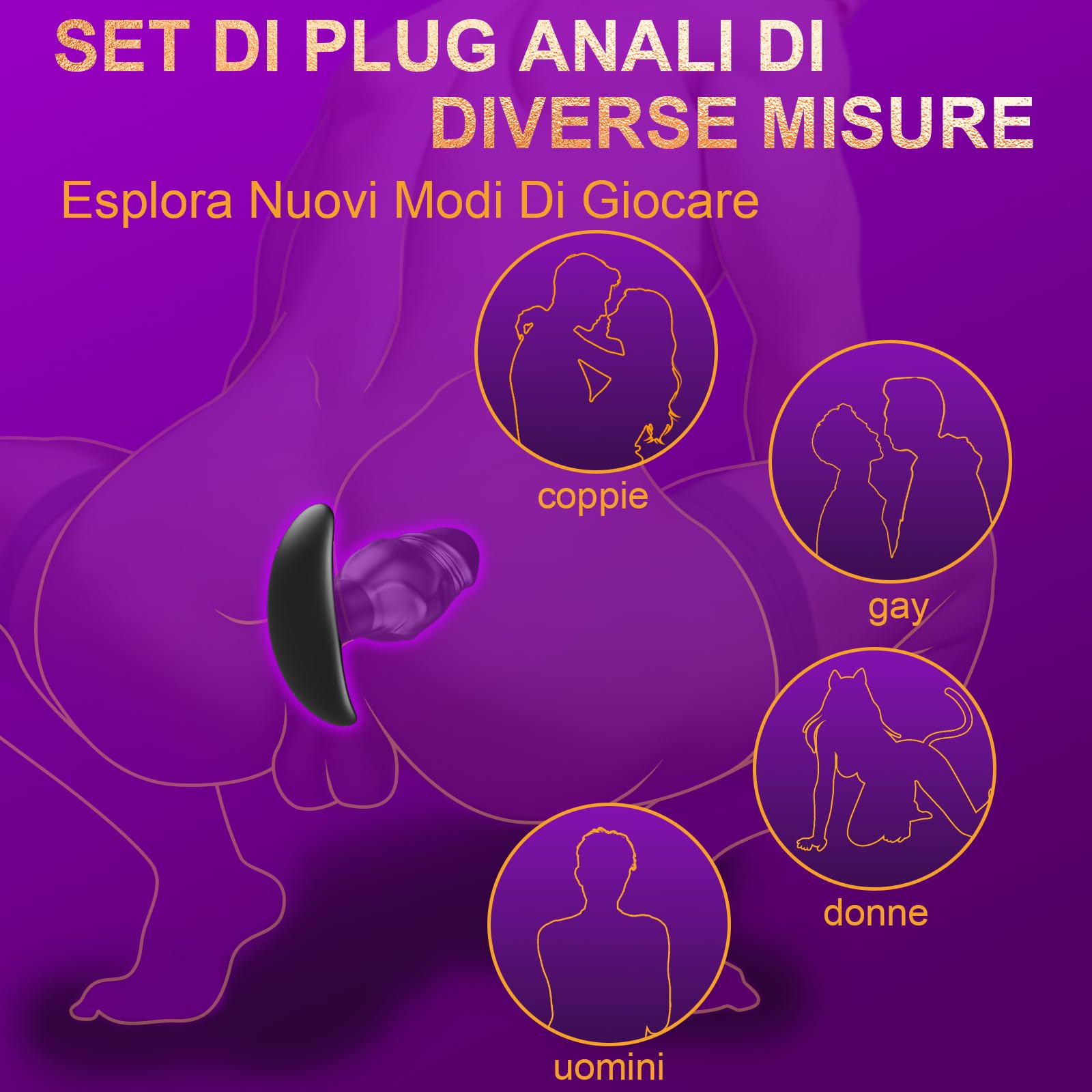 4PCS Plug Anale Dilatatore Donna Uomo Dildo Anale Dilatatore Sex toys Anal Plug Sexytoysys Donne Coppia Uomo Silicone Butt Plug Analesex Kit Anali Toys Sessuali Per Donne