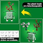 4-Pot Interchangeable Botanicals Building Kit - Creative Spinning Plant Building Toys with DIY Faces, Mini Desk Decor & Fun Gift for Teens Adults (Orchid, Bamboo, Plum, Chrysanthemum)