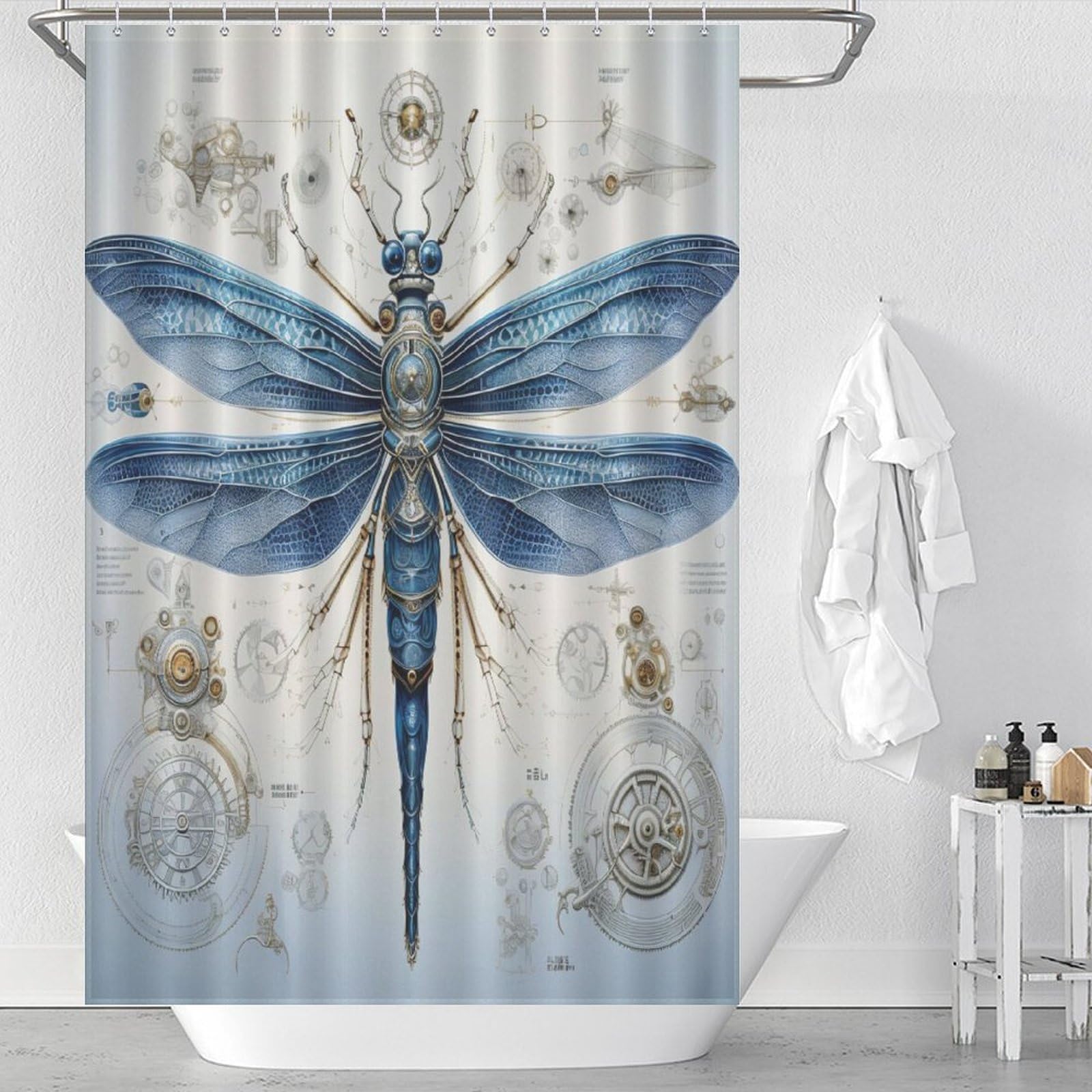 Rideau de douche libellule imperméable pour stopper les éclaboussures de baignoire