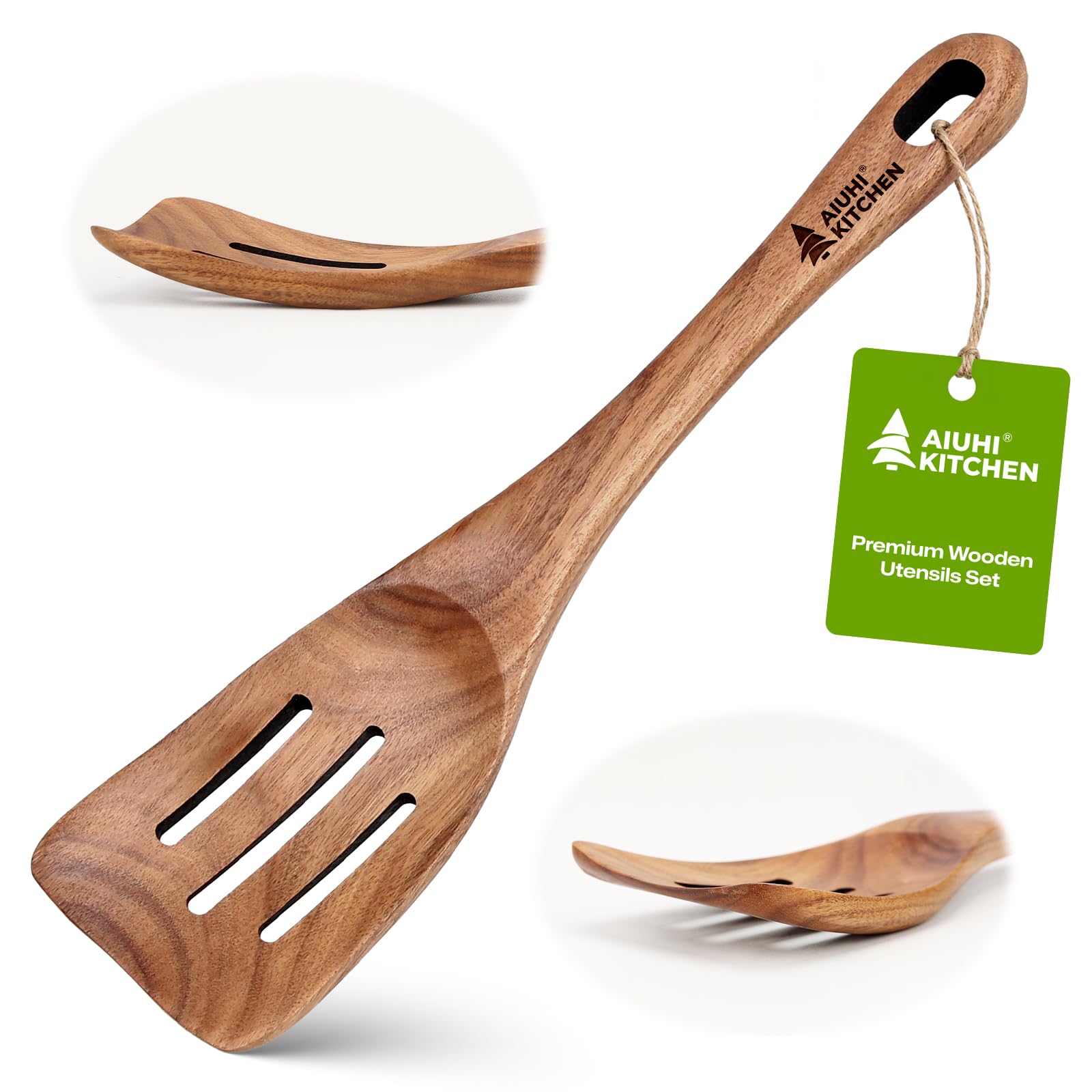 AIUHI Premium Teak Wood Salad Serving Fork, Ergonomic Handle Non-Scratch Wooden Cooking Fork, Durable Kitchen Utensil for Salad Mixing Pasta Tossing and Food Serving — Amazon image 24