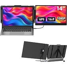 Laptop Screen Extender 14-inch, 1080P FHD Portable Monitor, Type-C/HDMI/USB-A Plug &amp; Play, Laptop Monitor Extender fits Laptops with Screen up to 15.35" Wide, Compatible with Windows, Mac, Chrome