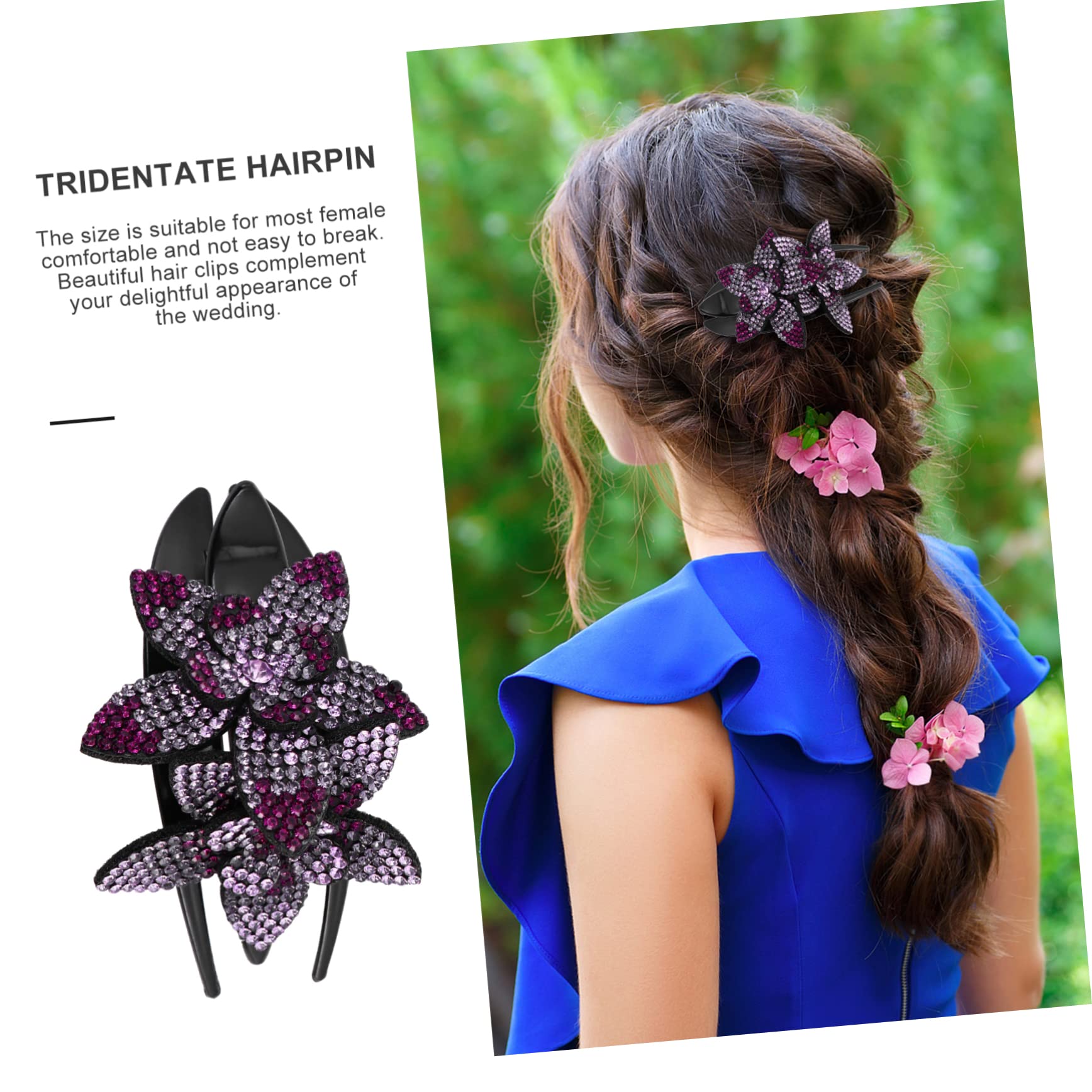 minkissy 12 pinzas de tres para el pelo, pinzas para el pelo, diseño floral, con purpurina, accesorios para el cabello con de imitación, horquilla de plástico para mujer, Corea del