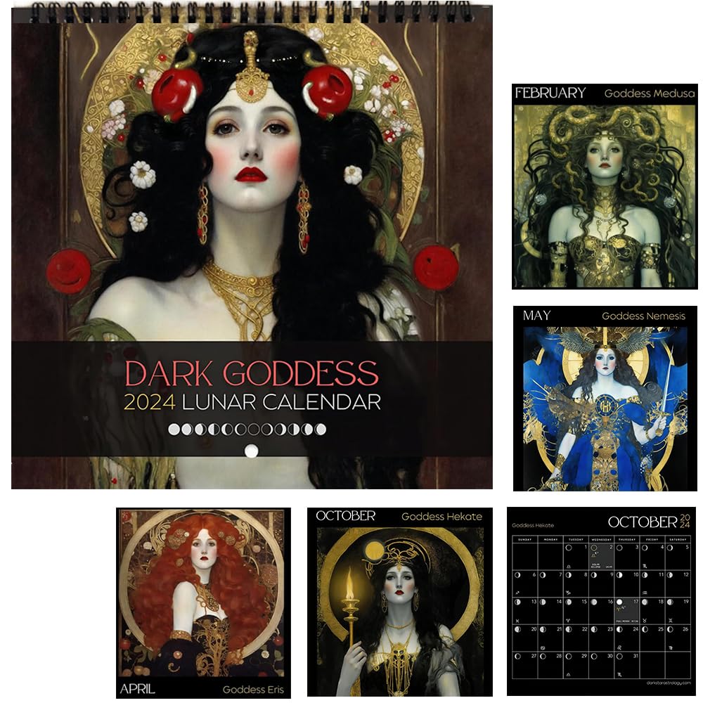 2024 Dark Goddess Calendar,2024 Angel calendars,Black Wall Calendar,Thick Paper Medieval Calendars,Monthly Hanging Giftable Calendar for Office Home