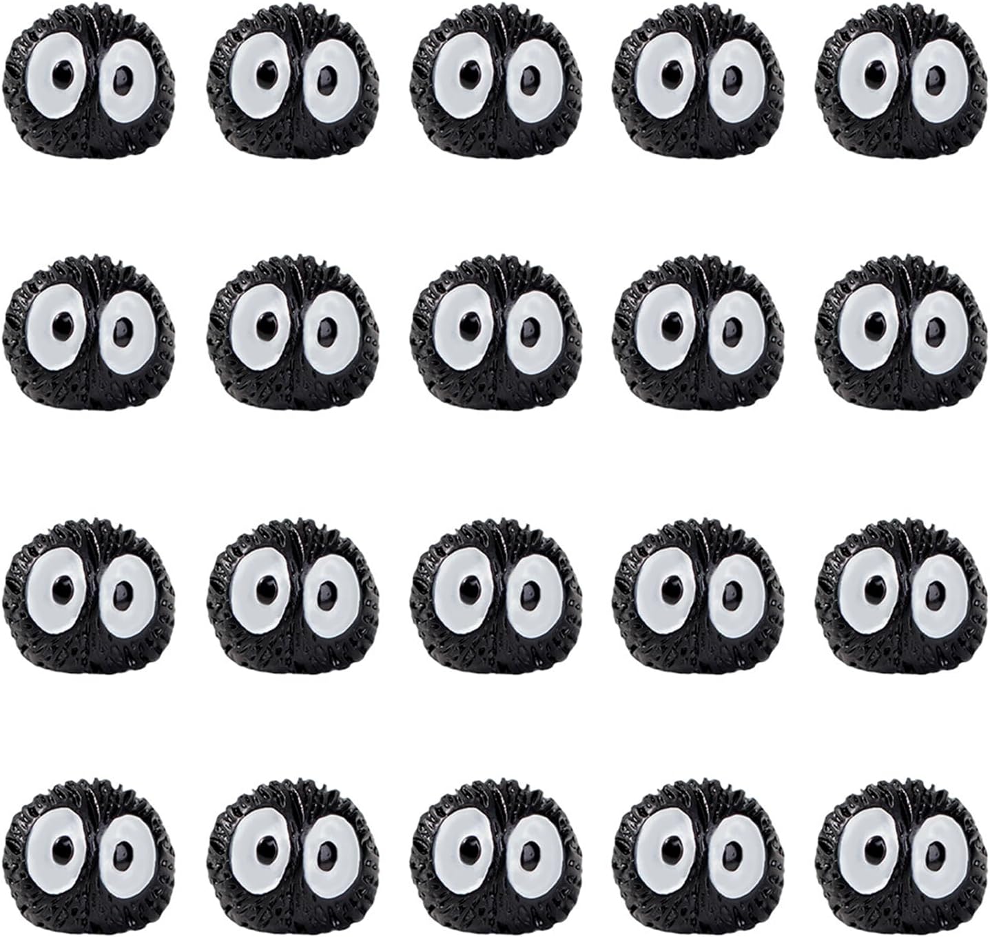 20-Piece Mini Fuzzy Eyed Creatures – Resin Decorative Figurines for Desktop, Planter and Home Display