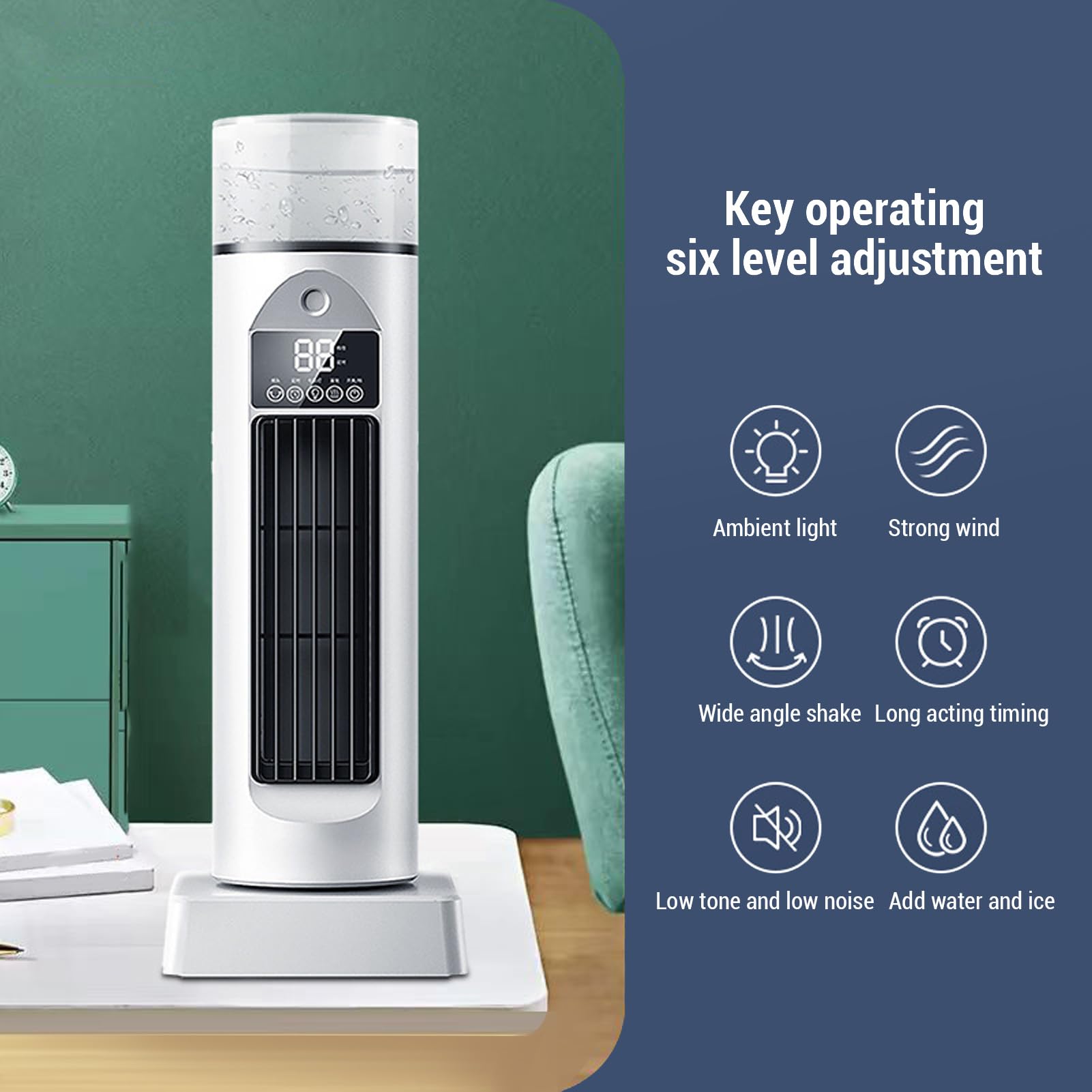 Fafeicy Ventilatore a Torre da Tavolo con Telecomando, Raffreddatore D'aria USB da Tavolo Senza Lama, Umidificatore, Ventola di Raffreddamento a Spruzzo Silenziosa con 6 velocità e