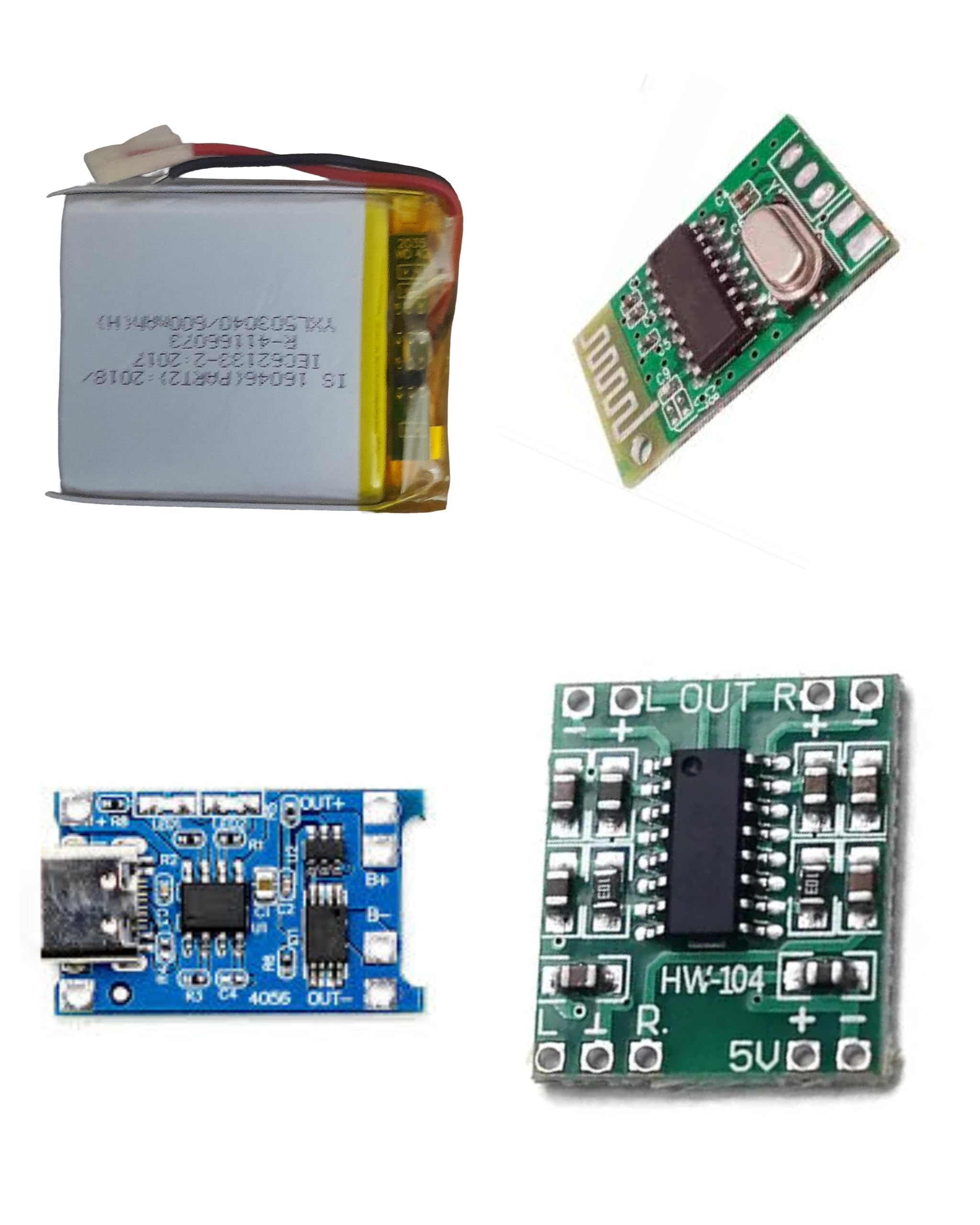 Sam Combo of PAM8403 Amplifier Board with Bluetooth Audio Receiver with Type-C Battery Charger Module and 1 pcs 3.7 Volt Battery (Mini Bluetooth Module Kit)-image-41