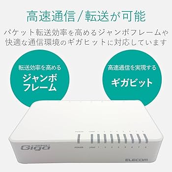 Amazon | エレコム スイッチングハブ ギガビット対応 8ポート AC電源