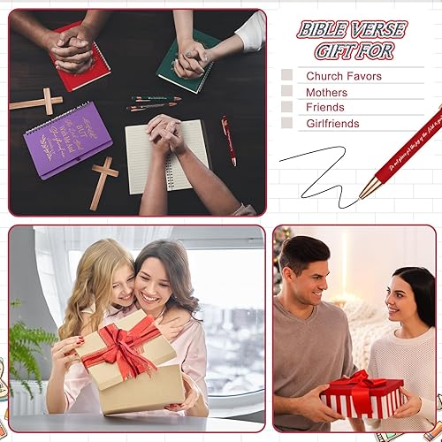 Miniatura 5 de Juego de 48 piezas de regalo cristiano con versículo bíblico A5, cuaderno de oración en espiral, diarios de tapa dura, bolígrafos religiosos