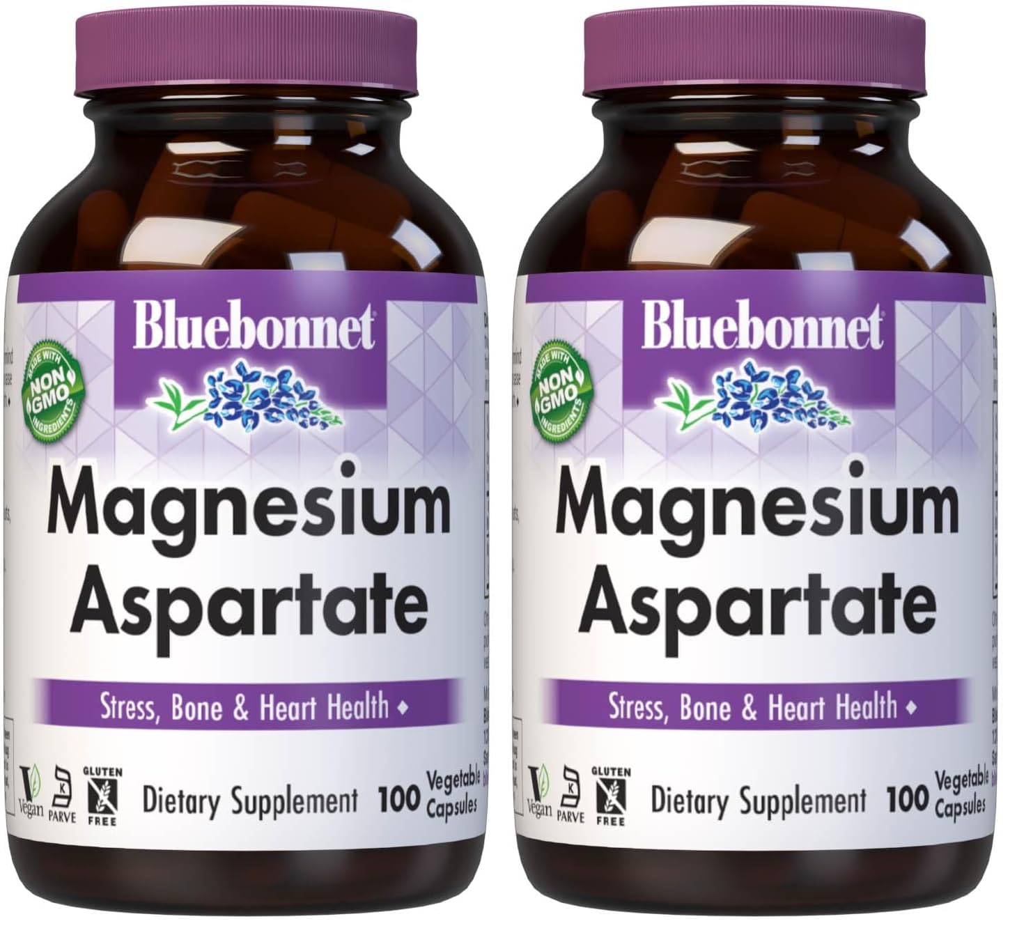 Bluebonnet Nutrition Magnesium 400 mg, 100 Vegetable Capsules Unflavored 100 Count (Pack of 2)