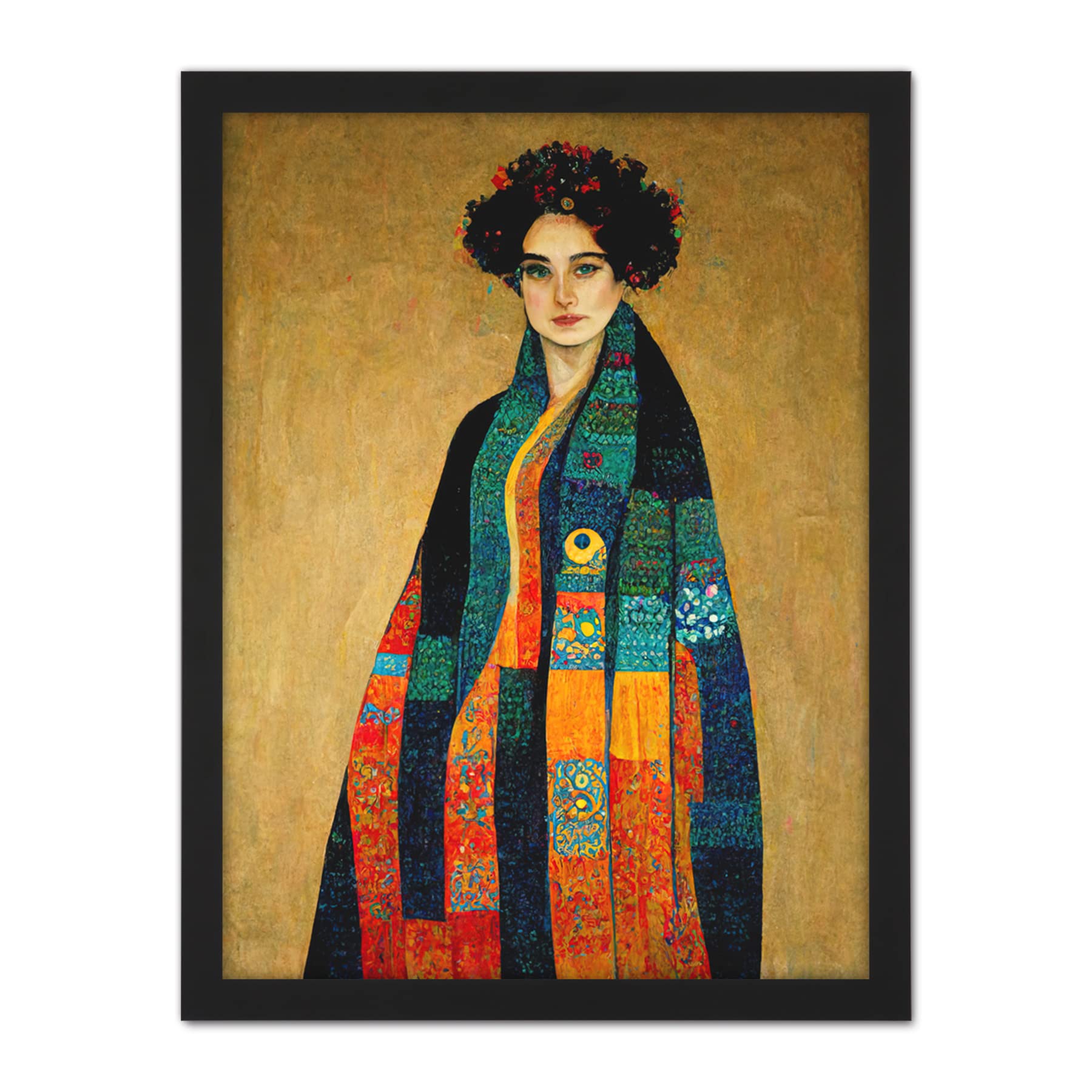 Doppelganger33 LTD Gustav Klimt Inspired Female Portrait Woman Artwork Framed Wall Art Print 18X24 Inch