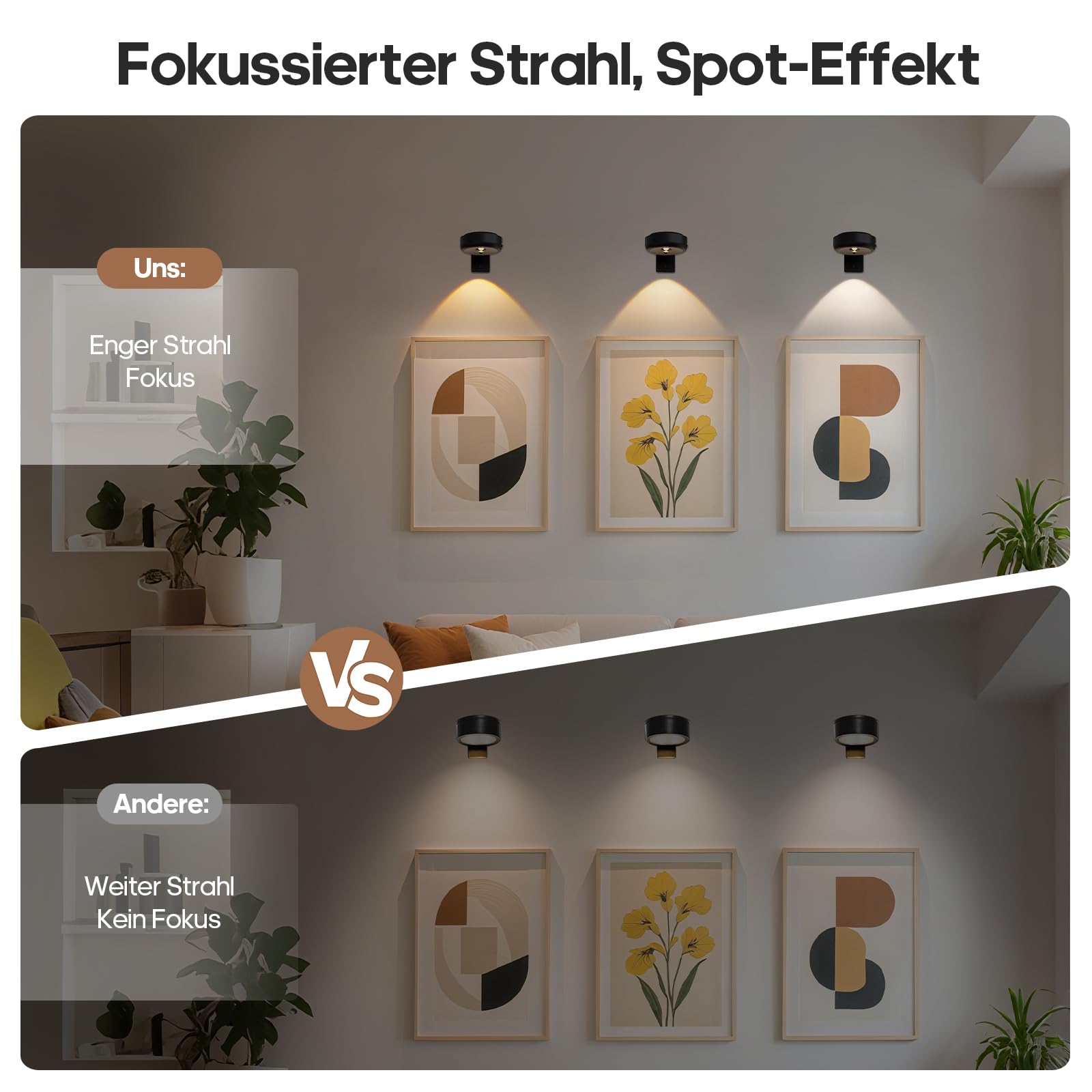 GOODEA Lichtleuchte Kabellos 2200mAh Aufladbar LED Spot Akku mit Fernbedienung und Timer- 3 Farben Dimmbar Bildbeleuchtung Kabellos Licht für Wand Bild Vitrinen Halloween Beleuchtung 6er Set