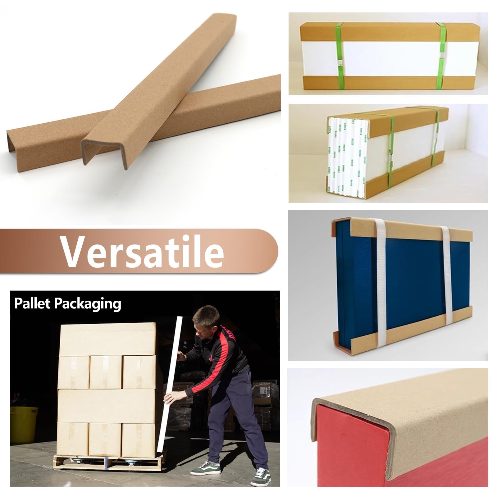 Lot de 100 protections de bords en carton très résistantes - Bandes de protection des bords renforcées pour l'expédition et le déménagement - Coins en carton durables - Protège les bords des