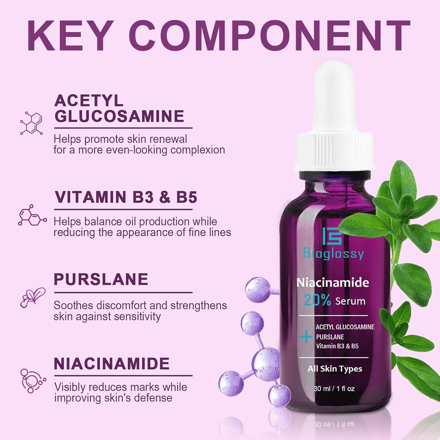 20% Niacinamide Serum for Face,Niacinamide Vitamin B3 B5 Concentrated Serum,Moisturizer,Pore Minimizer,Anti-aging Discoloration Correcting Treatment - Image 2