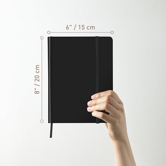 Rileys & Co Maths Notebook Hardcover, Squared Grid Pages, 20x15cm (Black)