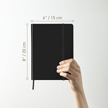Rileys & Co Maths Notebook Hardcover, Squared Grid Pages, 20x15cm (Black)